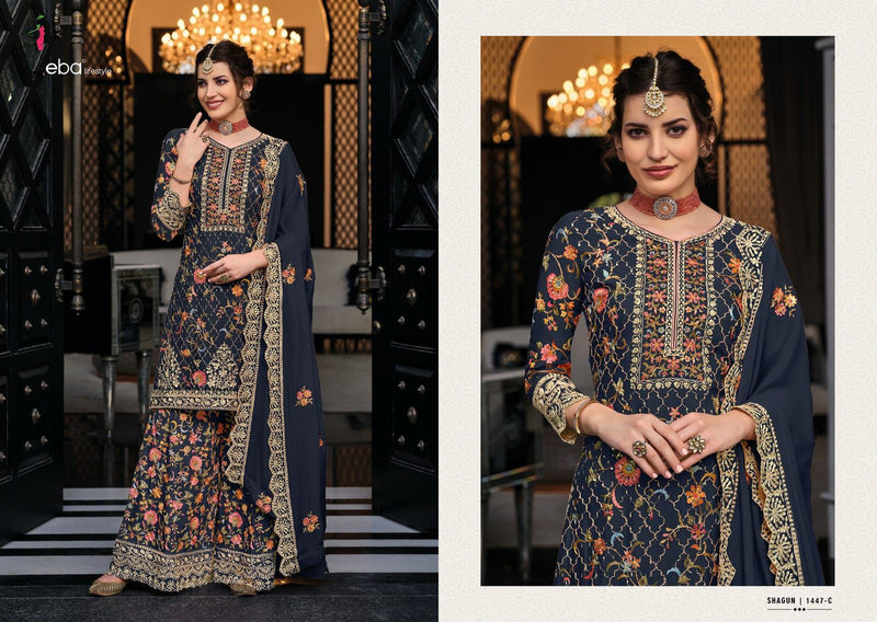 Eba Lifestyle Shagun Color Edition Vol 8 Heavy Chinon Embroidery Work Fancy Partywear Designer Salwar Suit