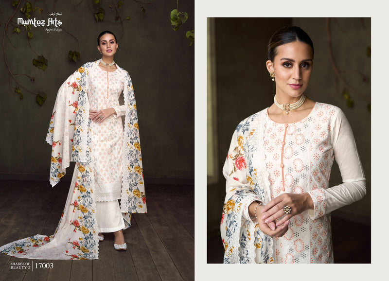 Mumtaz Arts Shades Of Beauty Vol 2 Pure Lawn Full Shirt Lucknowi Embroidery Fancy Designer Partywear Salwar Suit