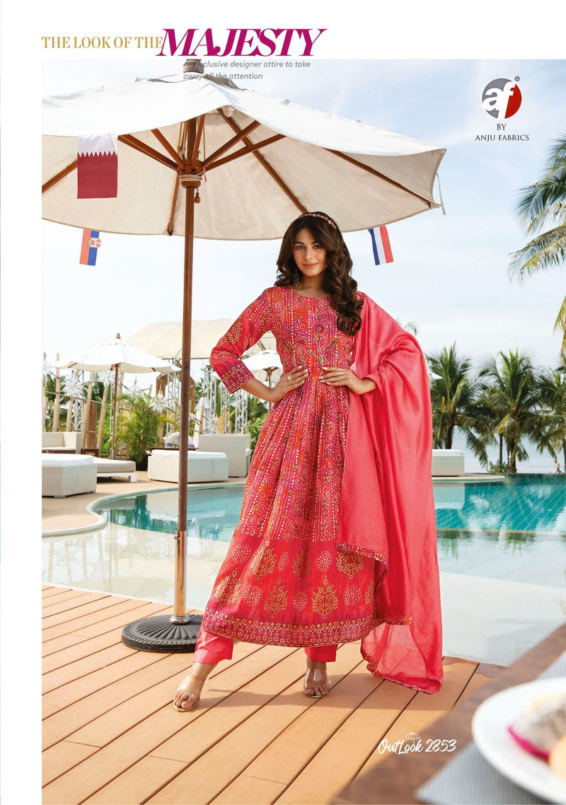 Anju Fabrics Outlook Viscose Modal Blended Stylish Designer Partywear Kurti