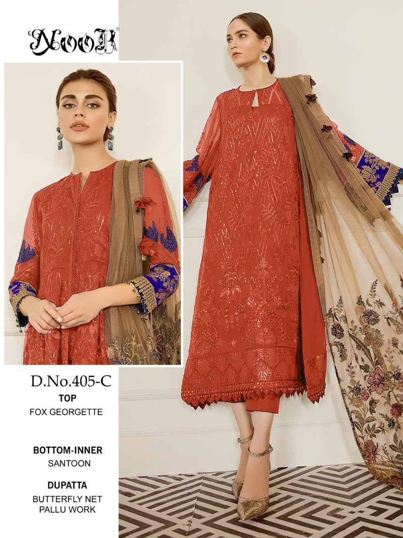 Noor 405 Hit Colours Fox Georgette Designer Pakistani Style Salwar Kameez