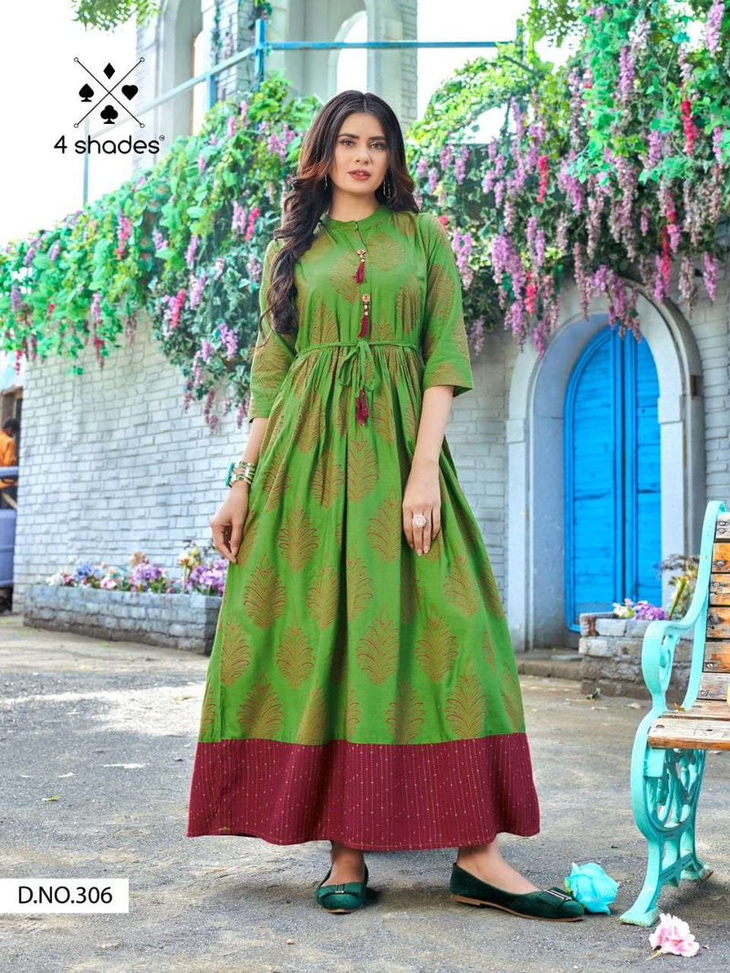 4 Shades Sundari Vol 3 Rayon Designer Printed Gown Stylish Kurti