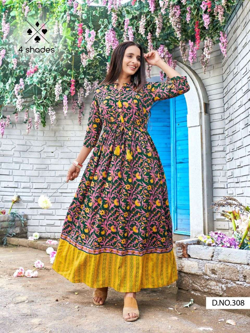 4 Shades Sundari Vol 3 Rayon Designer Printed Gown Stylish Kurti