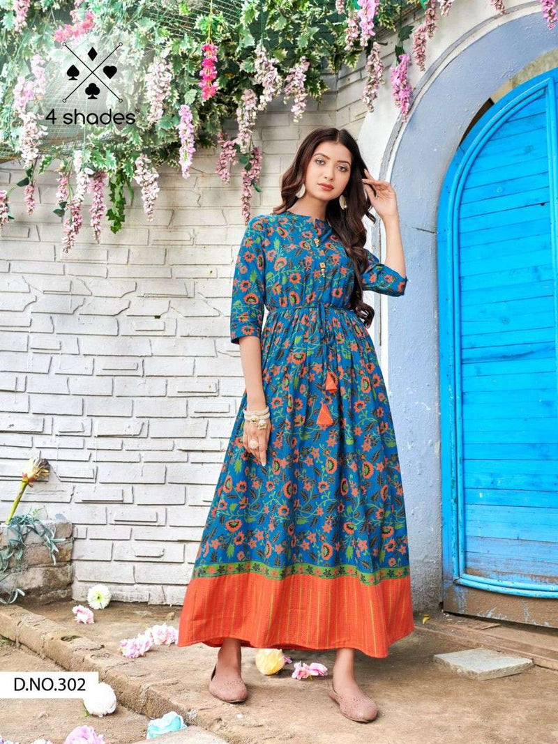 4 Shades Sundari Vol 3 Rayon Designer Printed Gown Stylish Kurti