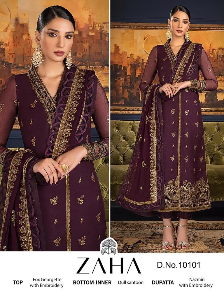 Zaha Khushbu Vol 3 Georgette Heavy Embroidered Pakistani Salwar Kameez