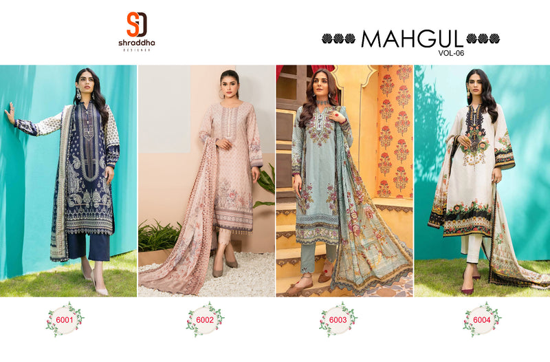 Sharaddha Designer Mahgul Vol 6 Lawn Cotton Printed Heavy Embroidery Patch Pakistani Salwar Suit