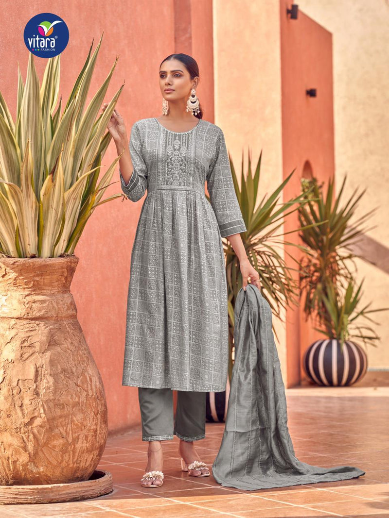 Vitara Fashion Naira Heavy Rayon Foil Print Fancy Designer Wear kurti