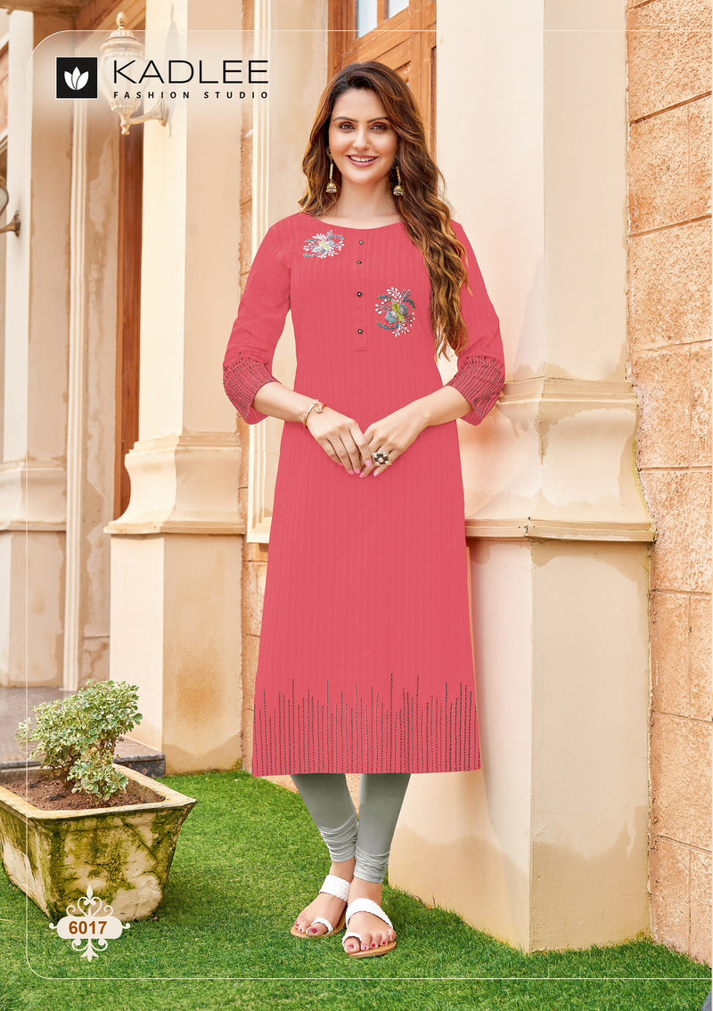 Kadlee Fashion Moonlight Vol 3 Rayon Weaving Handwork Embroidery Work Fancy Designer Wear Kurti