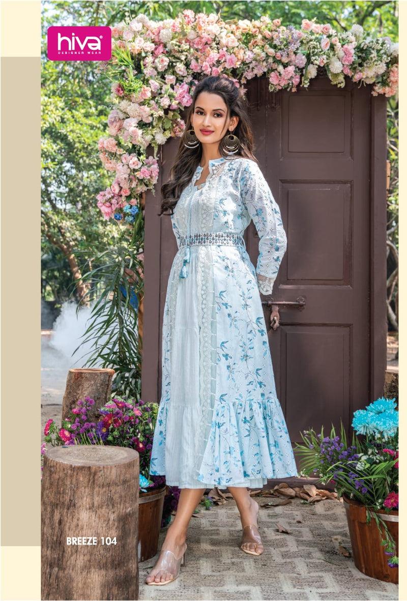 Hiva Designer Breeze Digital Shifli Jacket Cotton Partywear Designer Kurti