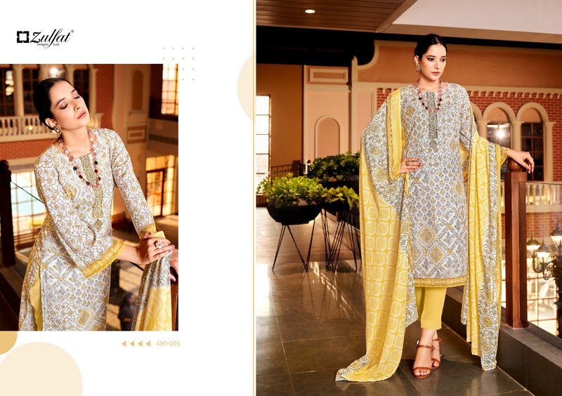 Zulfat Designer Suits Kavya Vol 2 Pure Cotton Exclusive Designer Print Exclusive Embroidery Work Fancy Designer Salwar Suit