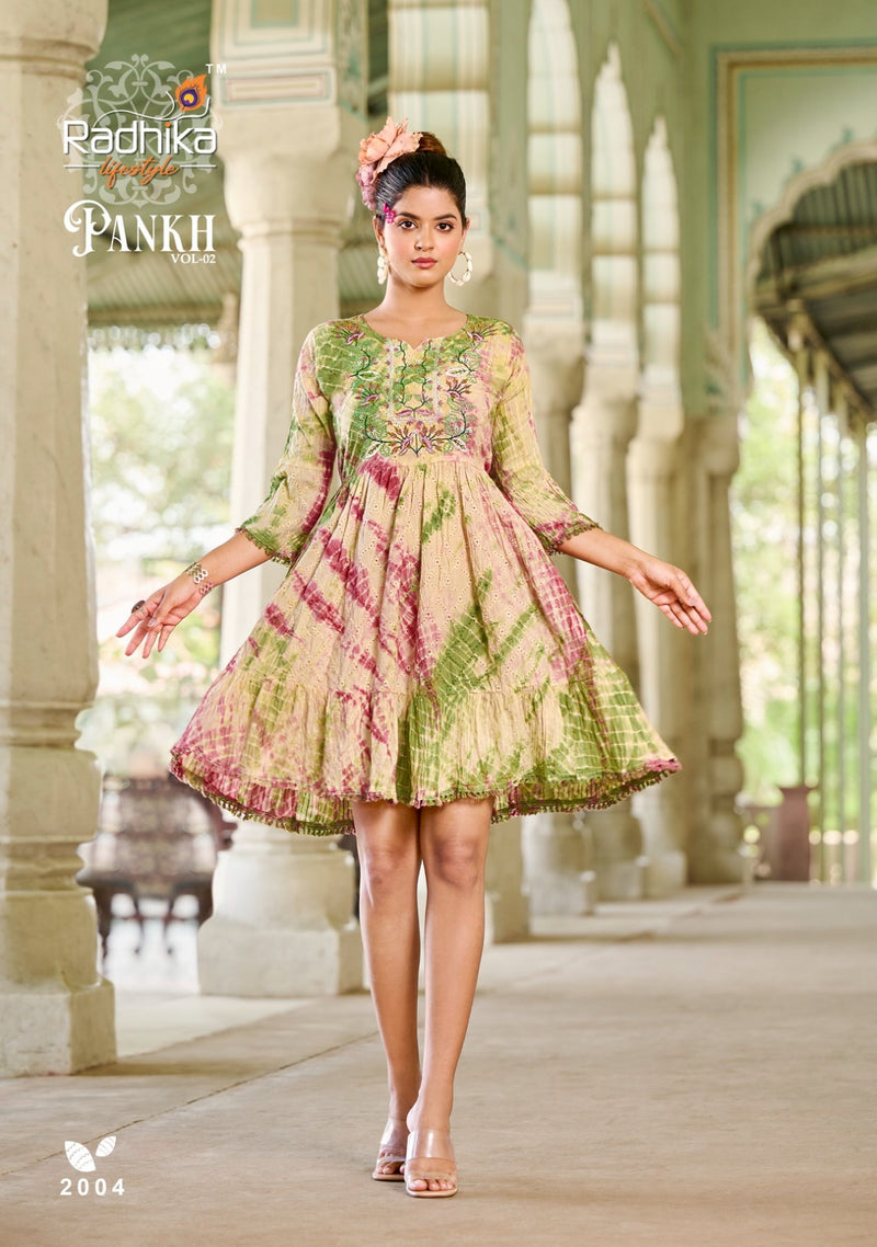 Radhika Lifestyle Pankh Vol 2 Chifli Mul Cotton Embroidery Work Fancy Designer Wear Kurti