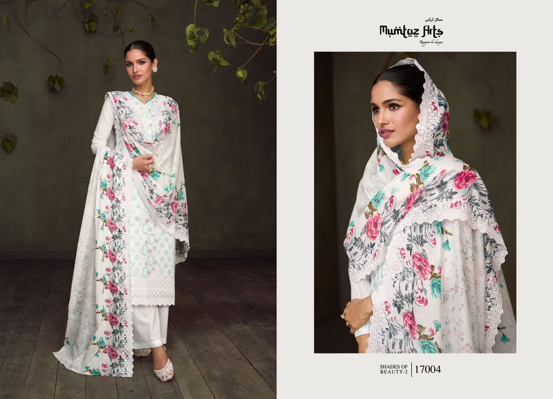 Mumtaz Arts Shades Of Beauty Vol 2 Pure Lawn Full Shirt Lucknowi Embroidery Fancy Designer Partywear Salwar Suit