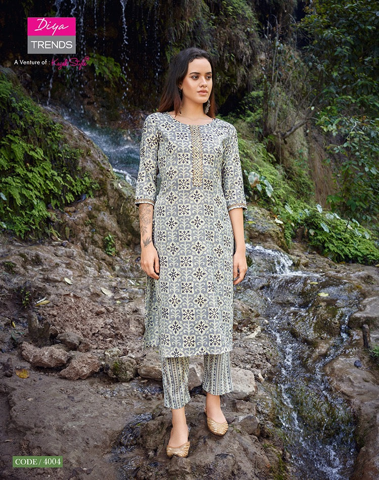 Diya Trends Celebration Vol 4 Rayon Gold Print Sequence Embroidery Work Fancy Designer Stylish Kurti
