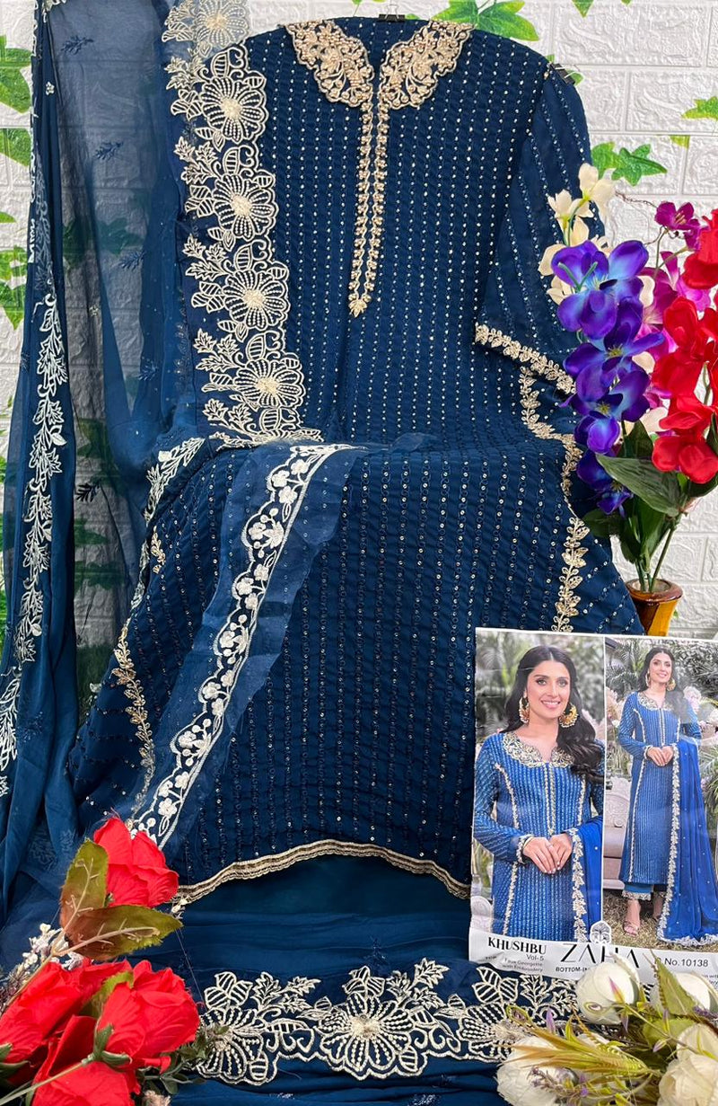 Zaha Khushbu Vol 5 Georgette Heavy Embroidered Pakistani Designer Salwar Kameez
