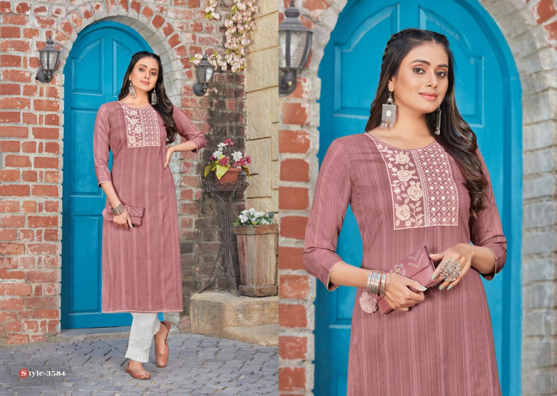 Rangoon Zaara Pure Cotton Pattern Embroidery Khatli Hand Work Daily Wear Designer Kurti