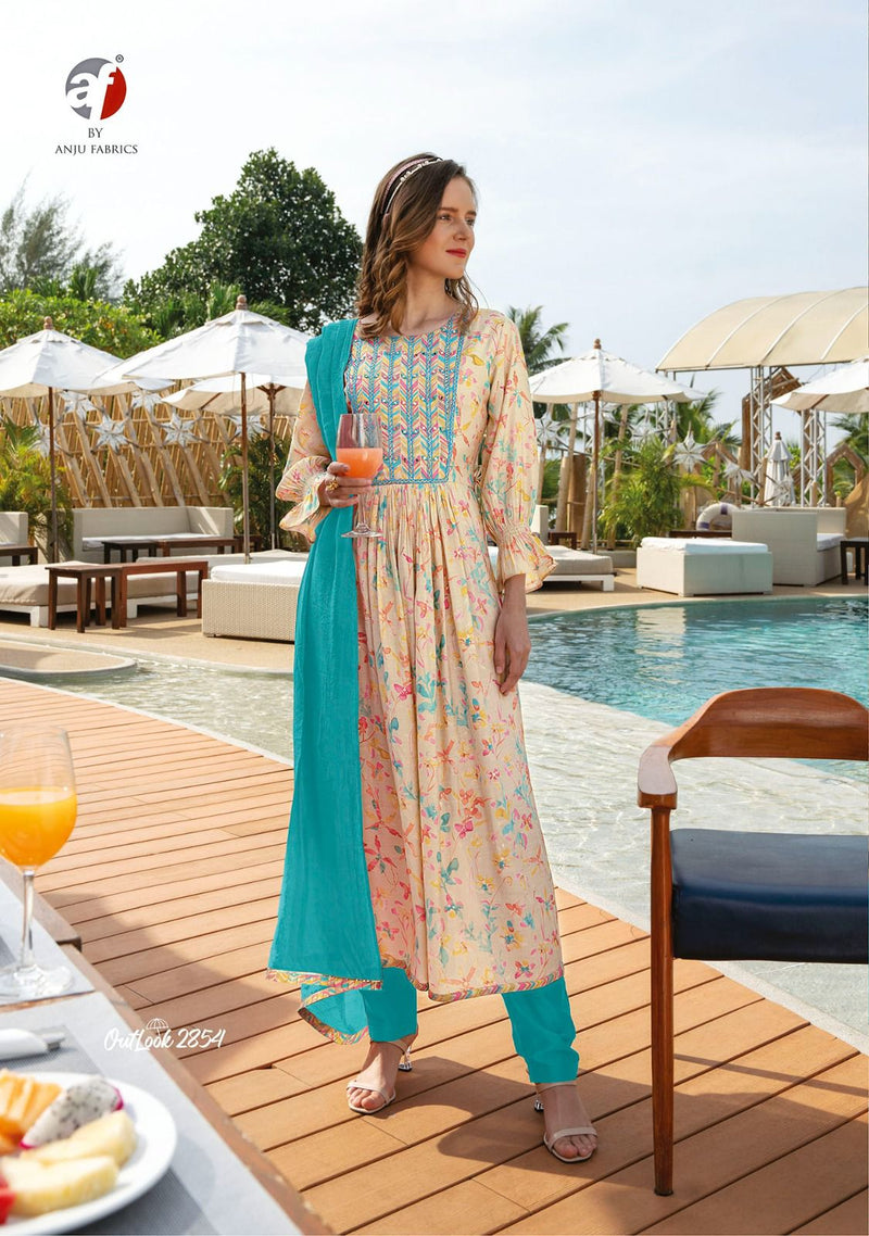 Anju Fabrics Outlook Viscose Modal Blended Stylish Designer Partywear Kurti