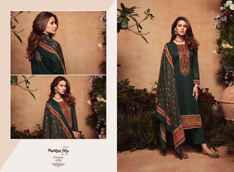 Mumtaz Arts Rangrez Pure Viscose Jam Satin Heavy Embroidery Work Stylish Designer Partywear Salwar Suit