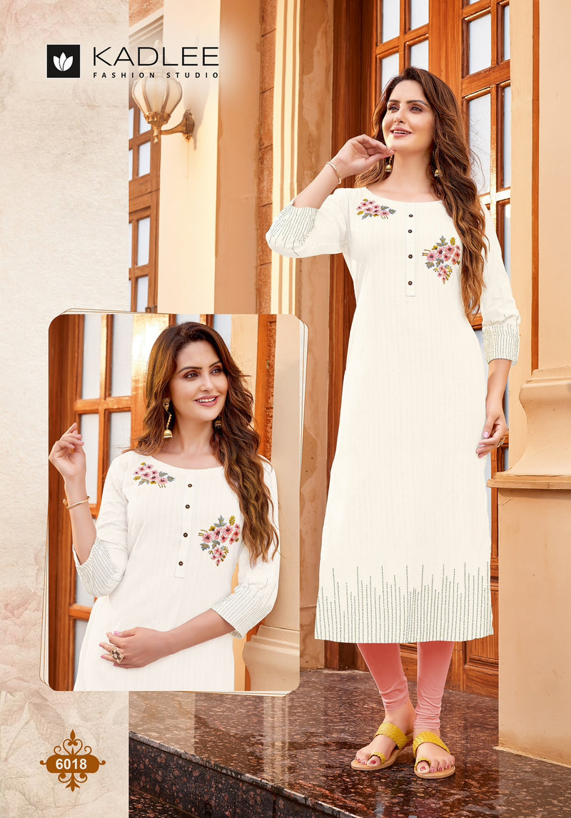 Kadlee Fashion Moonlight Vol 3 Rayon Weaving Handwork Embroidery Work Fancy Designer Wear Kurti