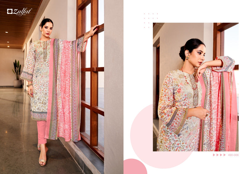 Zulfat Designer Suits Kavya Vol 2 Pure Cotton Exclusive Designer Print Exclusive Embroidery Work Fancy Designer Salwar Suit