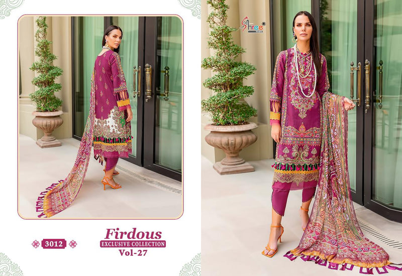 Shree Fabs Firdous Exclusive Collection Vol 27 Pure Cotton Print Exclusive Embroidery Patches Pakistani Salwar Suit