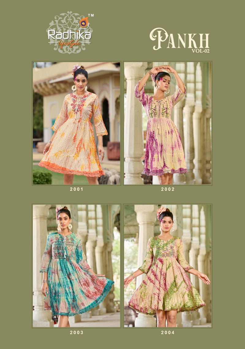 Radhika Lifestyle Pankh Vol 2 Chifli Mul Cotton Embroidery Work Fancy Designer Wear Kurti