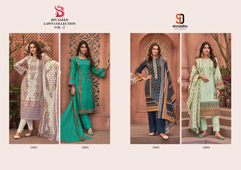Sharaddha Designer Bin Saeed Lawn Collection Vol 2 Cotton Printed Self Embroidery Work Pakistani Designer Salwar Suit