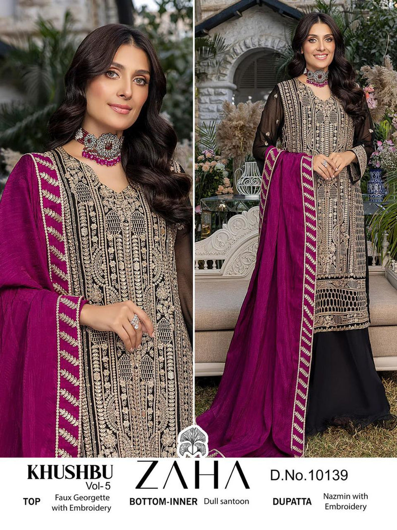 Zaha Khushbu Vol 5 Georgette Heavy Embroidered Pakistani Designer Salwar Kameez