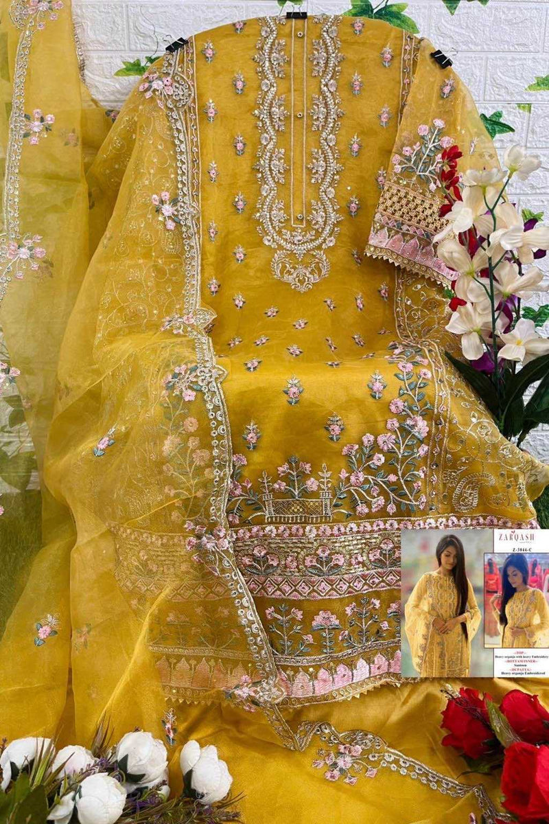 Zarqash D No Z 3044 Organza Embroidery Work Designer Pakistani Salwar Kameez