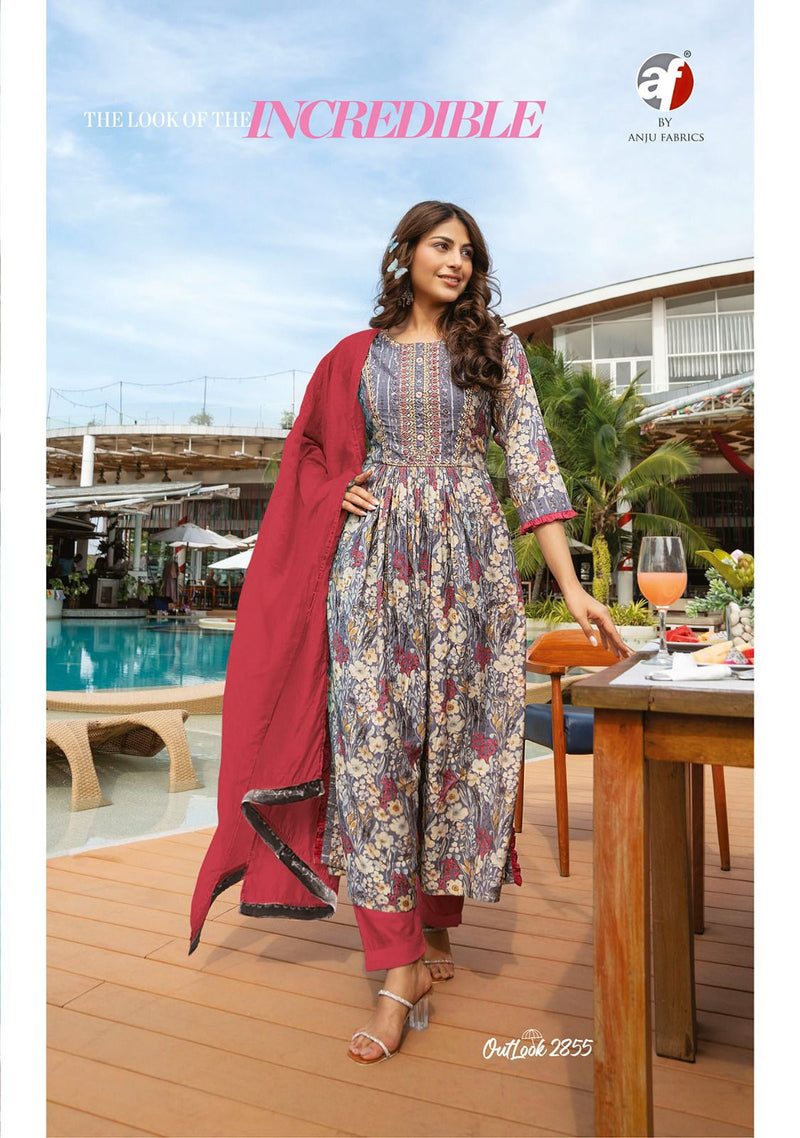 Anju Fabrics Outlook Viscose Modal Blended Stylish Designer Partywear Kurti