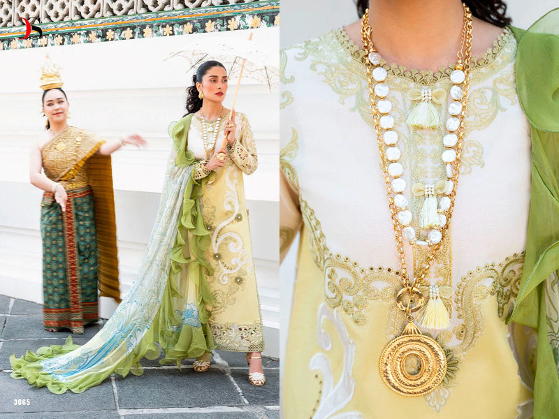 Deepsy Suit Mushq Luxury Lawn 2023 Pure Cambric Cotton With Heavy Self Embroidery Work Salwar Suit