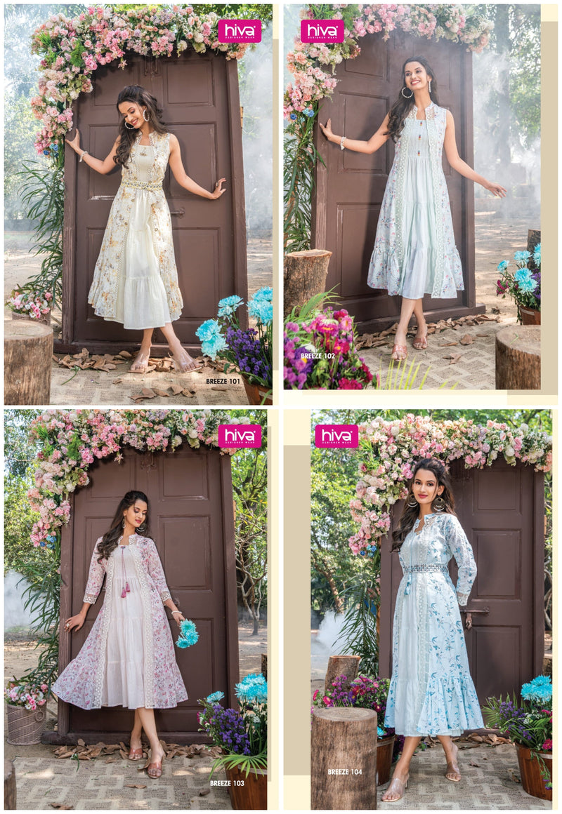 Hiva Designer Breeze Digital Shifli Jacket Cotton Partywear Designer Kurti