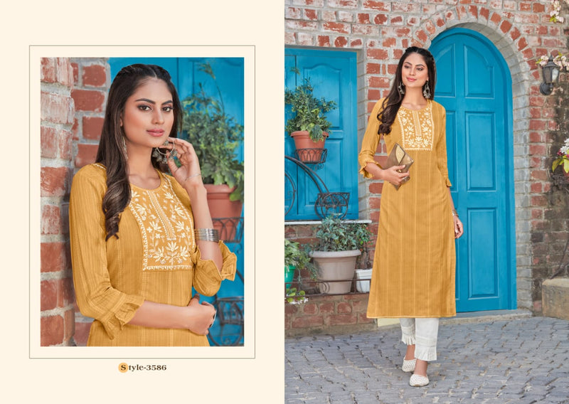 Rangoon Zaara Pure Cotton Pattern Embroidery Khatli Hand Work Daily Wear Designer Kurti