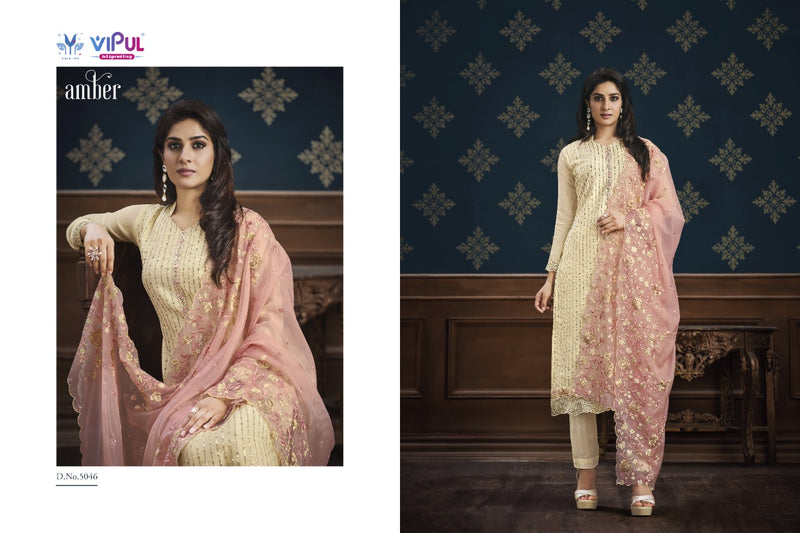 Vipul Amber Chinnon Embroidery Work Heavy Fancy Designer Festive Partywear Salwar Kameez