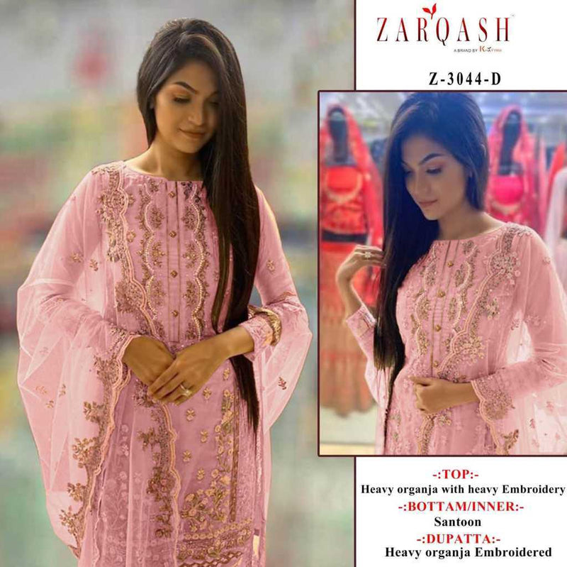 Zarqash D No Z 3044 Organza Embroidery Work Designer Pakistani Salwar Kameez