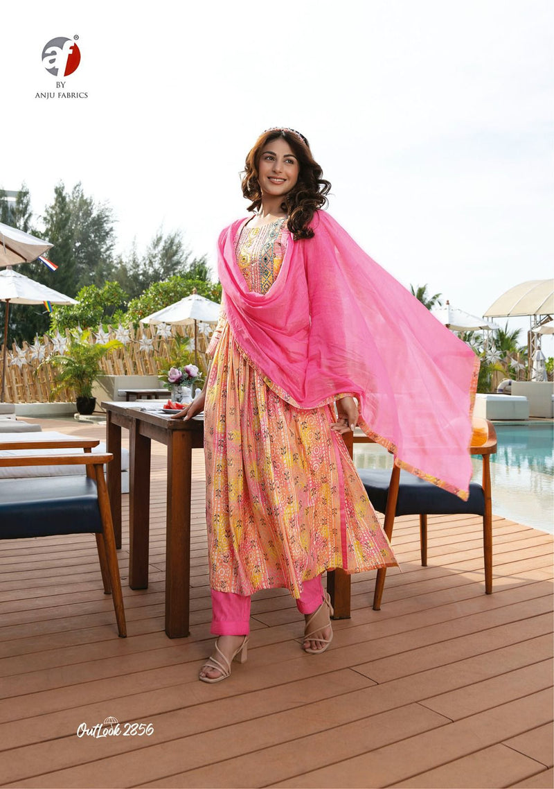 Anju Fabrics Outlook Viscose Modal Blended Stylish Designer Partywear Kurti