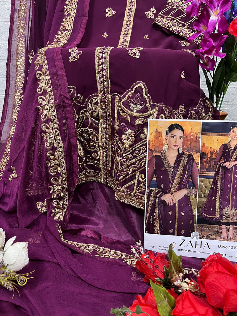 Zaha Khushbu Vol 3 Georgette Heavy Embroidered Pakistani Salwar Kameez