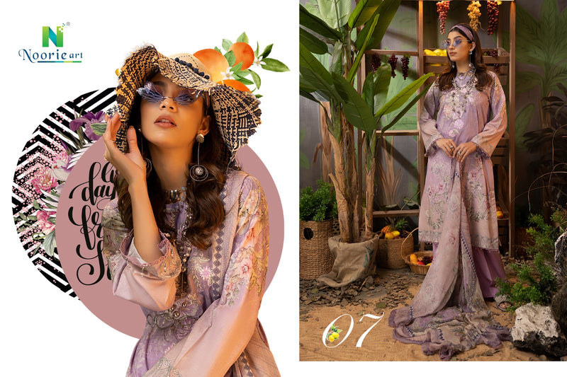 Noorie Art Libaas Pure Superior Cambric Cotton Digital Printed Neck Embroidery Pakistani Salwar Suit