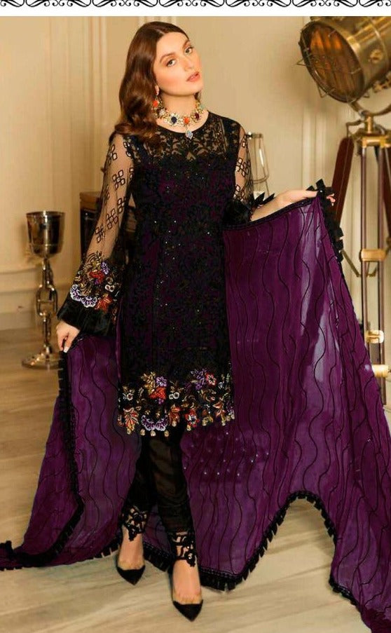 Ramsha R 114 Purple Net Stylish Designer Salwar Kameez