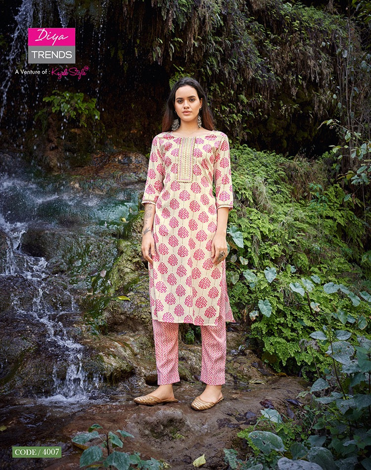 Diya Trends Celebration Vol 4 Rayon Gold Print Sequence Embroidery Work Fancy Designer Stylish Kurti