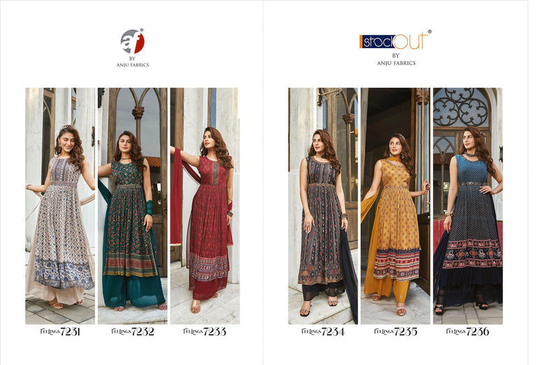 Anju Fabrics Feelings Vol 2 Crochet Chinon Digital Print Fancy Designer Partywear Kurti