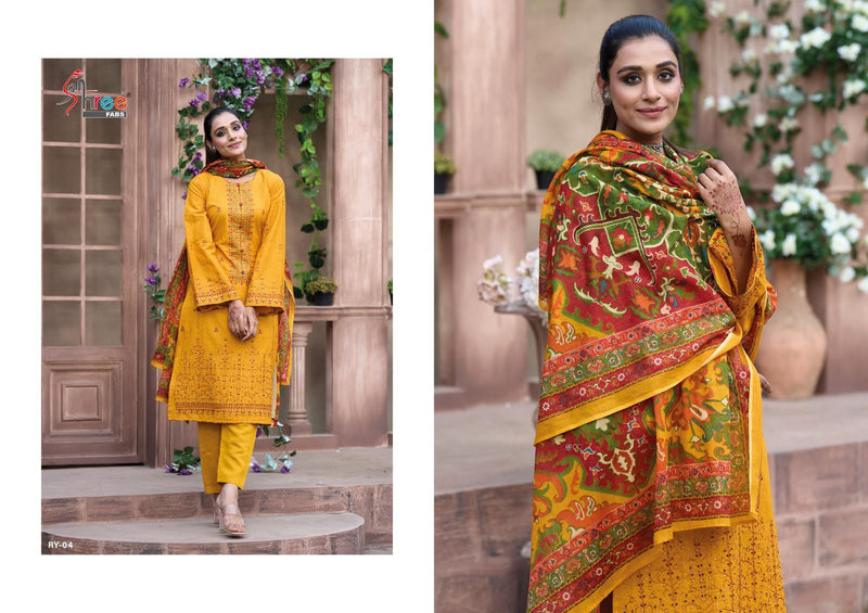 Shree Fabs Riwayat Vol 1 Pure Lawn Cotton Print Exclusive Self Embroidery Fancy Partywear Designer Salwar Suit