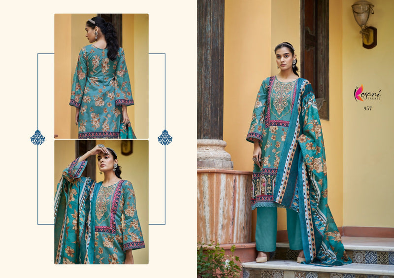 Kesari Trendz Jannat E Noor Print Pure Lawn Cotton Embroidery Work Salwar Kameez