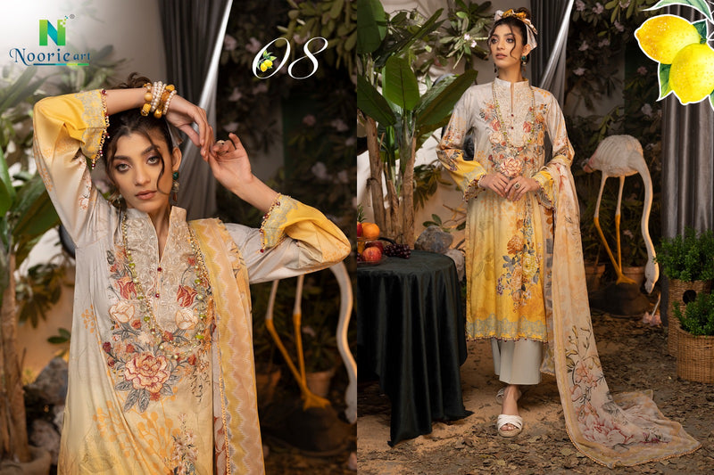 Noorie Art Libaas Pure Superior Cambric Cotton Digital Printed Neck Embroidery Pakistani Salwar Suit