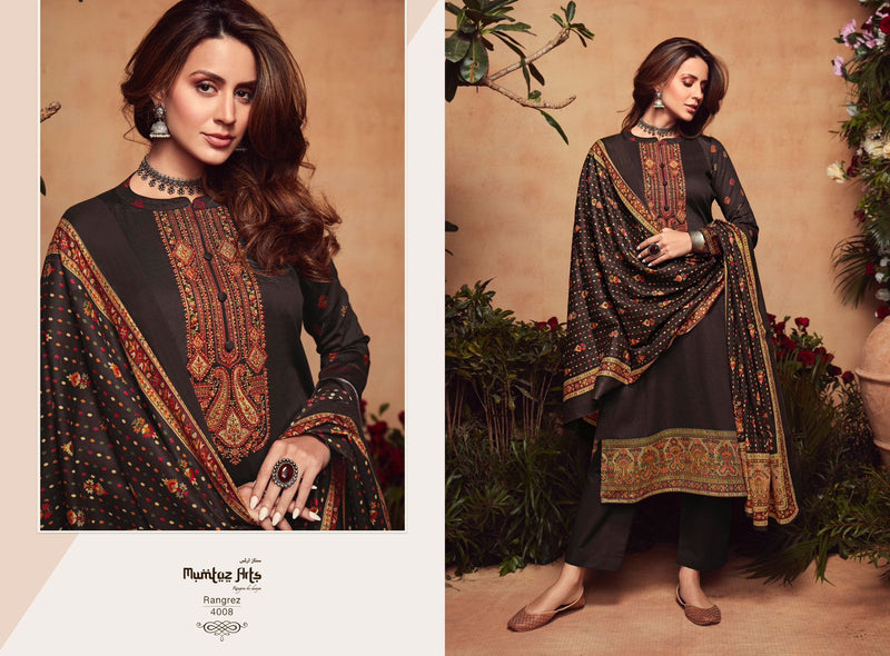 Mumtaz Arts Rangrez Pure Viscose Jam Satin Heavy Embroidery Work Stylish Designer Partywear Salwar Suit