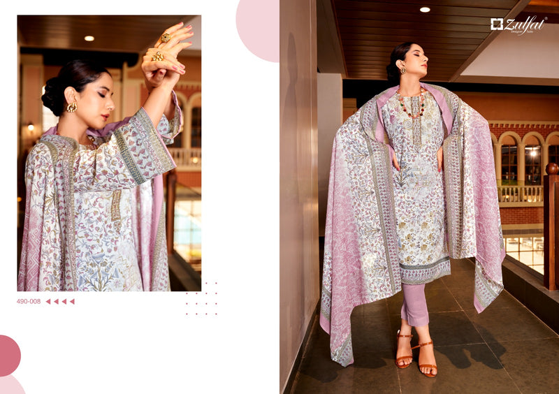 Zulfat Designer Suits Kavya Vol 2 Pure Cotton Exclusive Designer Print Exclusive Embroidery Work Fancy Designer Salwar Suit