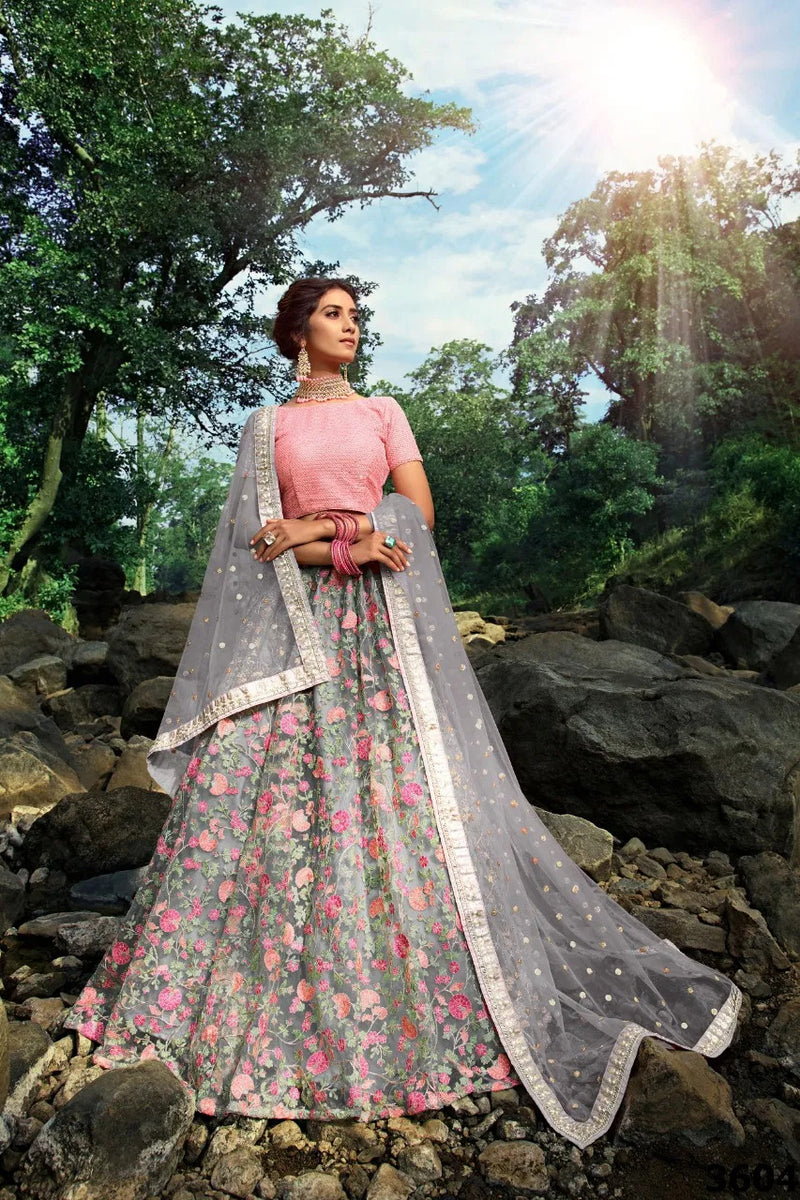 Virasat Euphoria Vol 4 Dno 3603 Net Stylish Designer Floral Party Wear Lehenga Choli
