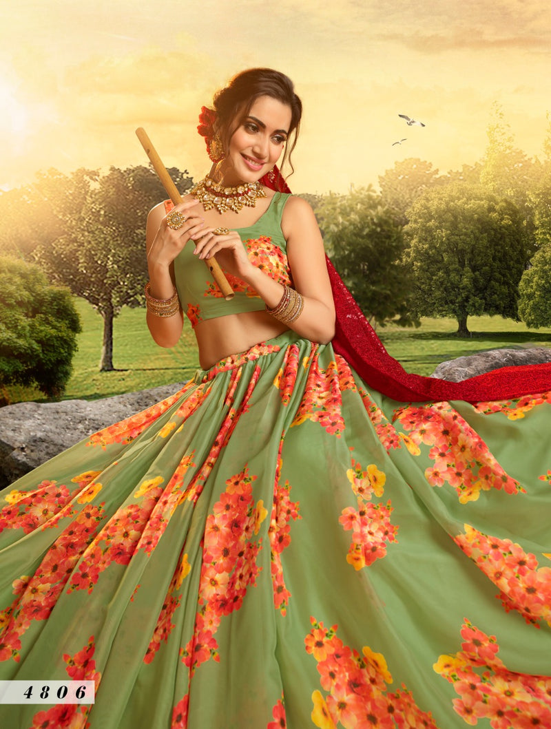 Virasat Devi 4806 Organza Floweral Printed Stylish Designer Wear Lehenga Choli