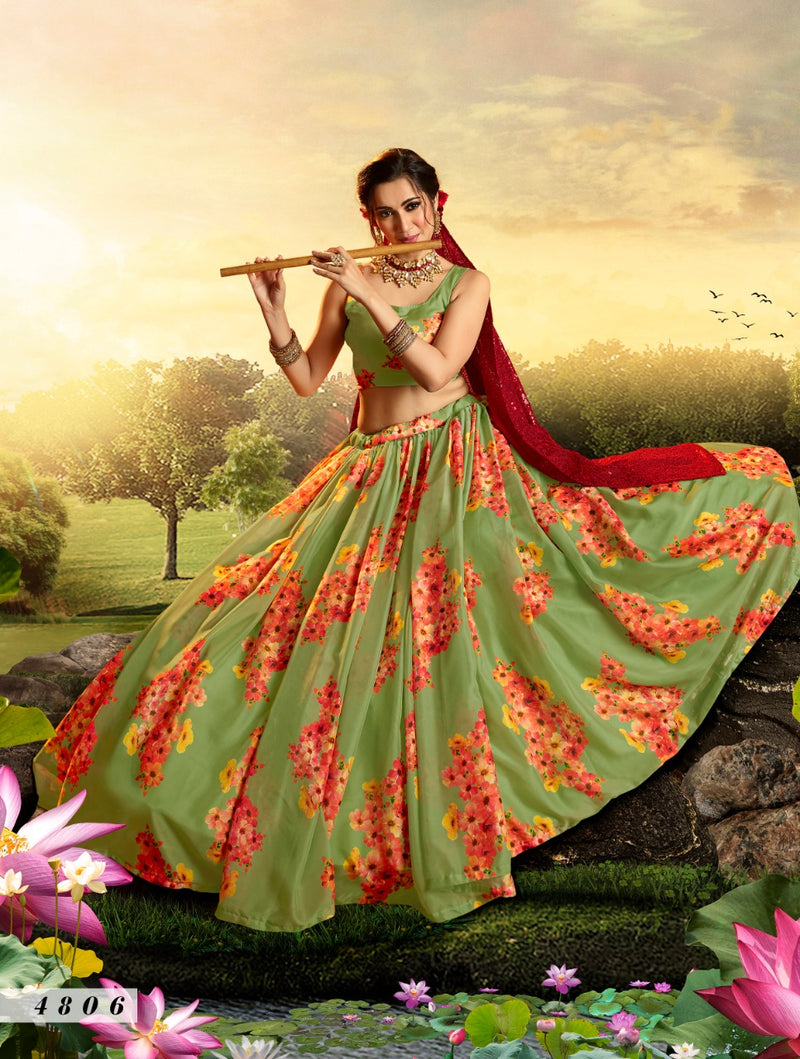 Virasat Devi 4806 Organza Floweral Printed Stylish Designer Wear Lehenga Choli
