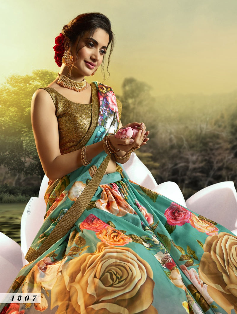 Virasat Devi 4807 Organza Floweral Printed Stylish Designer Wear Lehenga Choli