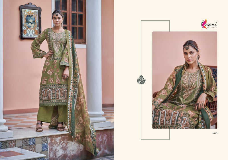 Kesari Trendz Jannat E Noor Print Pure Lawn Cotton Embroidery Work Salwar Kameez