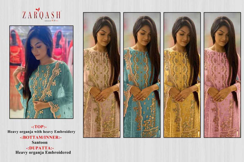 Zarqash D No Z 3044 Organza Embroidery Work Designer Pakistani Salwar Kameez